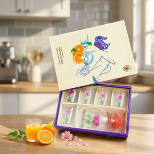 Juego de Vajilla de Vidrio de Lujo de 9 Piezas con Caja Transparente Impresa, Diseño Elegante, Regalo de Boda, Fácil de Limpiar, Logotipo Personalizado - Product Image 2