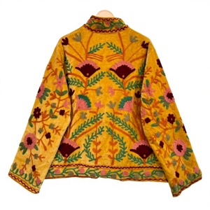 Blazer Reversible de Terciopelo de Algodón con Bordado Floral para Mujer, Cuello Mao, Manga Larga, Diseño Hecho a Mano para Invierno - Product Image 2