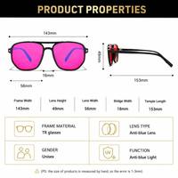 Gafas Sunray Retro Pilot con Doble Puente, Montura Completa TR90 en Negro Brillante, Lentes Tintadas, Remaches Dorados, Unisex, OEM, con Bloqueo de Luz Azul
