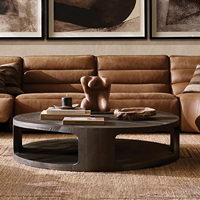 Table basse ronde en bois massif de style américain de haute qualité Rhoohill, meubles de salon, table basse moderne de luxe noire