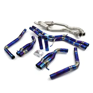 For Audi S6 S7 RS6 C7 RS7 Titanium catback exhaust heat shield downpipe resonator front pipe without valve muffler