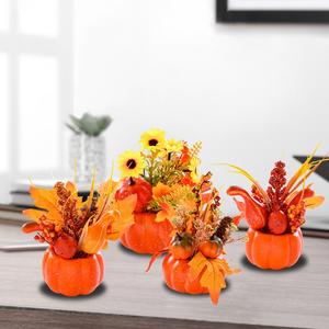 Grande Bouquet di fiori di zucca artificiale autunno composizione floreale centrotavola di zucca per san valentino - Product Image 5