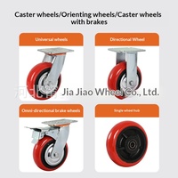 Roue pivotante robuste en polyuréthane (PU) avec noyau en plastique rouge, 4, 5 et 8 pouces, pour chariot et étagère