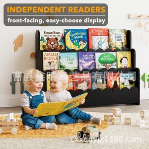 Estantería de madera para niños, estante de almacenamiento de 3 niveles para libros, organizador de exhibición duradero de varias capas - Product Image 3