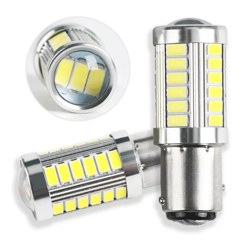 Puerxin dc12v luz de seta luz de freio, luz de seta automotiva s25 1156 1157 33smd canbus 5630 5730 led