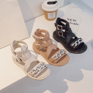 Summer New Style Girls Gold High Top Sandals <b>Soft</b>-soled Princess <b>Shoes</b> Retro Children <b>Shoes</b> - Product Image 1