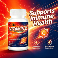 Comprimés à croquer de vitamine C OEM/ODM, 200 mg par comprimé, favorisent la formation du collagène et la santé de la peau, 60 unités