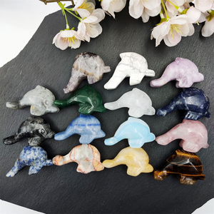 Figura de Piedra Natural, Estatua de Animal de Cristal, Artesanía Tallada, Amatista, Cuarzo Rosa, Ojo de Tigre, Delfín, Escultura, Regalo, Decoración para el Hogar, Feng Shui - Product Image 3