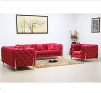Docarelife Mobilier de chambre de luxe Design moderne Confortable Cuir Velours Rembourré Tufté Chesterfield Salon Canapé Ensemble