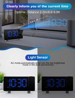 Digitaler 7-Zoll Gebogener Bildschirm Super Großer LED-Display-Projektor Wecker Tischuhr mit FM-Radio und USB-Ladefunktion