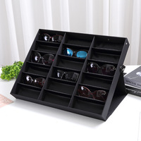 Estuche Profesional para Exhibición de Gafas de Sol con 18 Compartimentos, Organizador Plegable para Lentes, Soporte de Almacenamiento de Gran Capacidad con Forro de Seda
