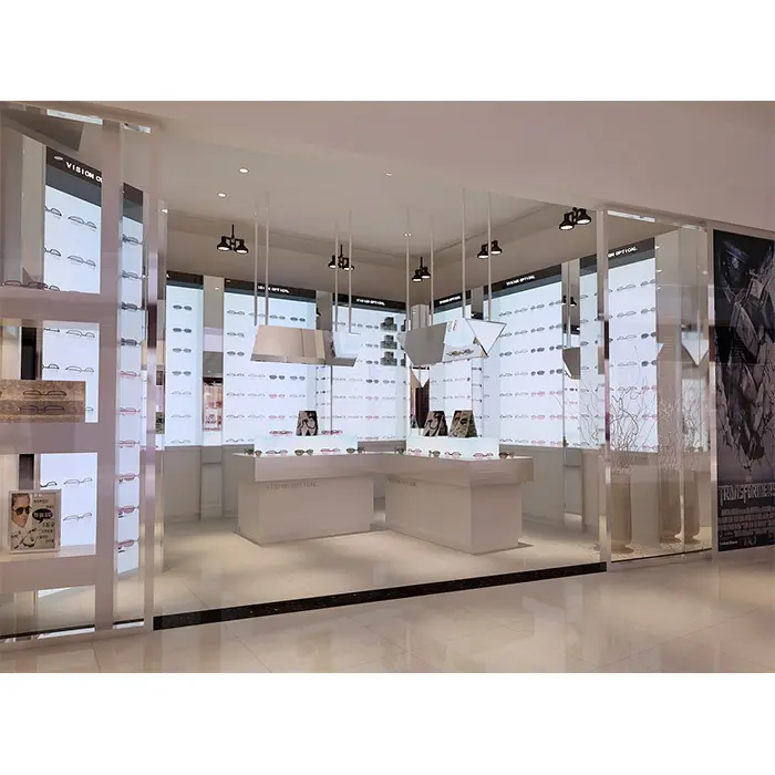 Exibição de móveis da loja óptica personalizada, moderna, loja óptica, luminárias