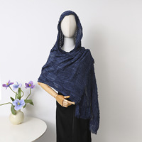 Hijab vintage à bords effilochés et froissés, doux, respirant, léger, couleur unie, foulard, châle, couvre-chef pour femmes musulmanes