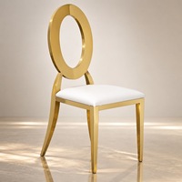 Chaises de mariage dorées en acier inoxydable de luxe pour événements et banquets en gros