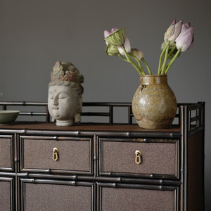 Purple Bamboo Tea Cabinet Four Section <b>Storage</b> <b>Sideboard</b> For Living Room And Dining Space - Product Image 4