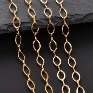 Gold plated 8mm Stainless Steel Jewelry Accessories Embossing <b>Chains</b> for Jewelry Making DIY Women Handmade Link <b>Chains</b> Necklace - Product Image 5