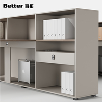 Bureau double moderne haut de gamme avec rangement complet, construction robuste, montage facile, alimentation électrique pour usage en bureau.