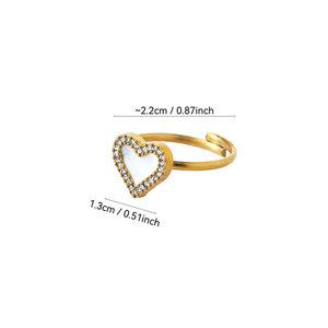 <b>Custom</b> <b>Ring</b> Bulk Non Tarnish 316L Stainless Steel 14k 18k Gold Plated Fine Heart Zircon <b>Ring</b> for Women - Product Image 6