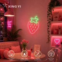 Enseigne néon LED murale en acrylique motif Fraise, pour publicité, fêtes, bar à domicile, décoration d'été pour jardin