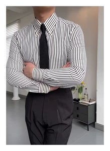 <span class=keywords><strong>Chemise</strong></span> Polo <span class=keywords><strong>Homme</strong></span> Rétro Élégante à Rayures Bulles <span class=keywords><strong>en</strong></span> <span class=keywords><strong>Coton</strong></span> Popeline <span class=keywords><strong>Gaze</strong></span>, Décontractée et Polyvalente, Anti-Boulochage - Product Image 4