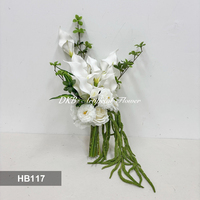 Bouquet de mariée artificiel en lys calla, fleurs artificielles en soie blanches et vertes, décoration de mariage pour la mariée et les demoiselles d'honneur