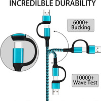 Kabel Pengisian Daya & Data 2in1 USB ke Type-C 6FT 60W dengan Jalinan Tembaga Murni untuk Ponsel.