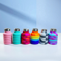 Bouteille d'eau pliable en silicone sans BPA, personnalisée, portable, 500 ml, arc-en-ciel, pour le sport et les voyages