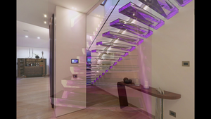 モダン ガラス階段 隠しストリンガーデザイン 強化合わせガラス フローティングストレート階段 - Product Image 4