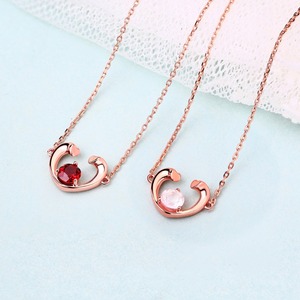 Joyería de oro rosa cuarzo rosa puro corazón roto collar - Product Image 2