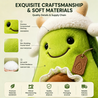 Peluche avocat douce en dentelle à volants, poupée fruit en peluche avec chapeau moelleux, prix de machine d'arcade pour centre commercial, vente directe, articles en stock