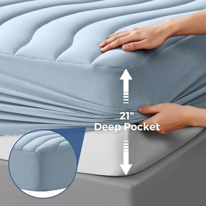 Protège-matelas rafraîchissant OEM pour usine, matelassé et respirant, idéal pour les personnes ayant chaud la nuit, avec poches profondes de 8 à 21 pouces - Product Image 4