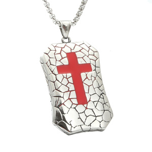 Cracked <b>Cross</b> Pendant Necklace Stainless Steel Unisex Fashion Jewelry Gift - Product Image 1