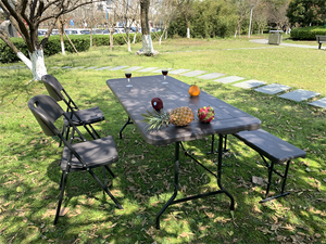 Vente en gros <span class=keywords><strong>Table</strong></span> pliante de 6 pieds en plastique noir grain de bois 6 pieds Portable Heavy Duty Indoor Outdoor <span class=keywords><strong>180</strong></span> <span class=keywords><strong>cm</strong></span> pour le <span class=keywords><strong>camping</strong></span> pique-nique - Product Image 6