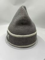 Bonnet en tricot côtelé à rayures contrastées avec logo brodé en 3D, unisexe, chaud, décontracté, pour l'hiver