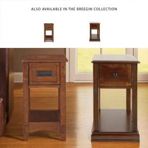 木製伝統的な椅子サイドエンドテーブル1引き出し付き,素朴なウッドエンドテーブルリビングルーム,ベッドルーム,ウッドテーブル1固定棚付き - Product Image 4