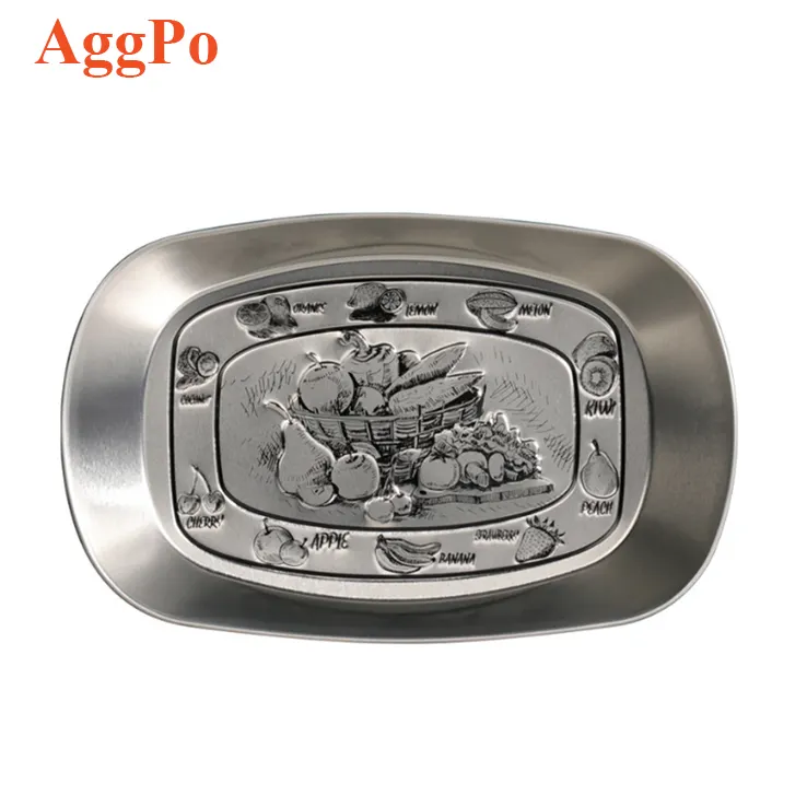 Metal Engraving Countryside Style Service Tray, Food Snack Tray for Party and Wedding Servicing and Decoration