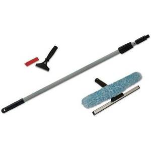 Kit de nettoyage de fenêtres en aluminium Boardwalk de 12 po de large avec perche d'extension de 8 pi et raclette de 4 po de large avec manche de 8 po - Product Image 4