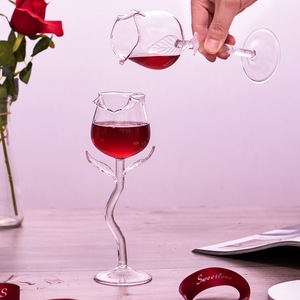Ensemble de verres à vin en forme de rose, verres à vin créatifs en forme de fleur de rose, gobelets en verre pour la maison et les fêtes - Product Image 4