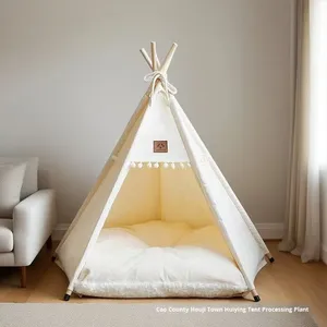 AMZ Tenda Rumah Hewan Peliharaan Kucing & Anjing Bentuk Segitiga Bahan Flanel Hangat untuk Semua Musim, Mudah Dirakit - Product Image 3