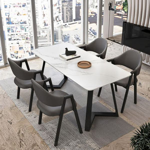 Ensemble de table et de chaises de <span class=keywords><strong>salle</strong></span> à <span class=keywords><strong>manger</strong></span> <span class=keywords><strong>6</strong></span> places en fer de style italien, luxe léger, moderne minimaliste, pour la maison, petite table de <span class=keywords><strong>salle</strong></span> à <span class=keywords><strong>manger</strong></span> - Product Image 1