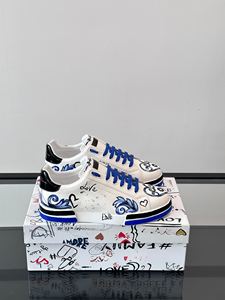 Nouvelles tendances mode homme et femme 2026 : Chaussures décontractées Gabbna en maille plate bleue avec lacets bleus et motif graffiti cœur bleu - Product Image 3