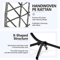 Chaise suspendue en rotin pour intérieur et extérieur avec support et pédale, idéale pour les jardins, les cours, les balcons et les chambres