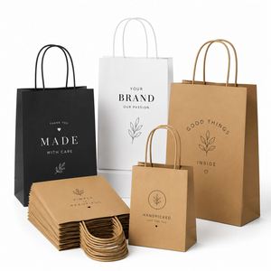Custom Logo Wholesale Brown Kraft <b>Bags</b> for Restaurant Takeout Promotional Business Thankyou Event Luxury Gift Paper <b>Bag</b> - Product Image 1