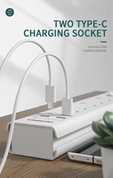 En stock noir et blanc 100-240V prise britannique 3.7A 2 ports USB multiprise 2 ports TYPE-C multiprise à charge rapide