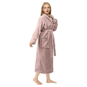 <span class=keywords><strong>Peignoir</strong></span> en flanelle Extra Long personnalisé pour femmes Super Fine polaire corail thermique épaisse fibre chaude pour les hôtels d'hiver vêtements de nuit d'automne - Product Image 2