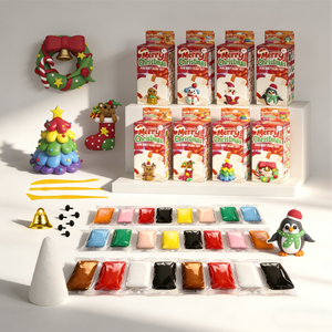 Kit de pâte à modeler à séchage à l'air pour enfants sur le thème de Noël - Pâte à modeler non toxique et non collante avec 6 blocs, outils et décorations - Product Image 3