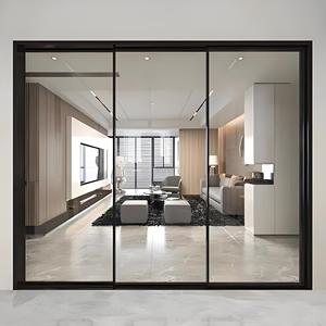 <span class=keywords><strong>Porta</strong></span> Scorrevole in Alluminio a Tre <span class=keywords><strong>Ante</strong></span> con Telaio Sottile Moderno e Minimalista per Ville, Hotel, Uffici e Partizioni - Product Image 1