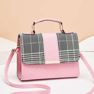 حقيبة كتف نسائية ملونة من جلد البولي يوريثان بنقشة كاروهات عصرية وأنيقة للبيع بالجملة، إصدار 2025 الجديد، مناسبة للتسوق والنزهات اليومية - Product Image 5