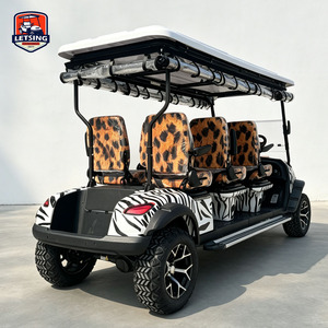 Voiturette de golf 5-6 places haut de gamme avec pneus tout-terrain personnalisés, système audio, marchepieds latéraux, sièges de luxe, freins à disque, pour usage en station balnéaire - Product Image 4