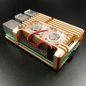 עבור פטל פאי 4 דגם B 3b + מארז אלומיניום עם מעטפת מתכת מאוורר קירור כפול קירור עבור rpi raspberry פאי 4b 3b + דגם - Product Image 5